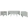 Set sofás Chesterfield con cojines 3 pzas terciopelo gris claro de , Sofás - Ref: Foro24-3209281, Precio: 699,72 €, Descuento: %