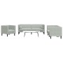 Set sofás Chesterfield con cojines 3 pzas terciopelo gris claro de , Sofás - Ref: Foro24-3209281, Precio: 636,63 €, Descuento: %