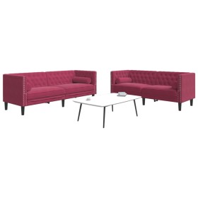 Set sofás Chesterfield con cojines 2 pzas terciopelo rojo tinto de , Sofás - Ref: Foro24-3209295, Precio: 584,32 €, Descuento: %