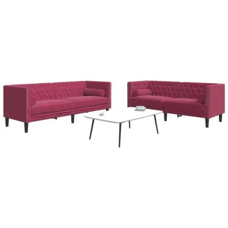 Set sofás Chesterfield con cojines 2 pzas terciopelo rojo tinto by , Sofas - Ref: Foro24-3209295, Price: 628,29 €, Discount: %