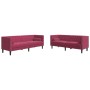 Set sofás Chesterfield con cojines 2 pzas terciopelo rojo tinto de , Sofás - Ref: Foro24-3209295, Precio: 584,32 €, Descuento: %