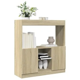 Aparador de madera de ingeniería roble Sonoma 92x33x100 cm de , Librerías y estanterías - Ref: Foro24-855126, Precio: 71,11 €...