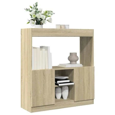 Aparador de madera de ingeniería roble Sonoma 92x33x100 cm de , Librerías y estanterías - Ref: Foro24-855126, Precio: 71,11 €...