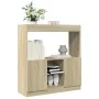 Aparador de madera de ingeniería roble Sonoma 92x33x100 cm de , Librerías y estanterías - Ref: Foro24-855126, Precio: 71,11 €...