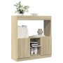 Aparador de madera de ingeniería roble Sonoma 92x33x100 cm de , Librerías y estanterías - Ref: Foro24-855126, Precio: 71,98 €...