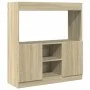 Aparador de madera de ingeniería roble Sonoma 92x33x100 cm de , Librerías y estanterías - Ref: Foro24-855126, Precio: 71,11 €...