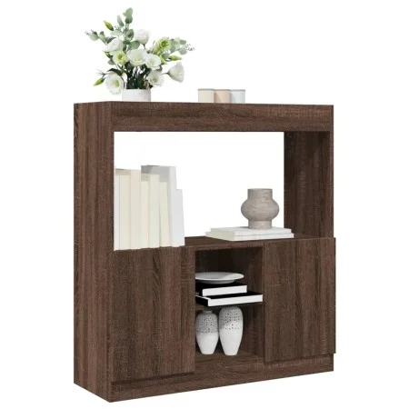 Aparador de madera de ingeniería marrón roble 92x33x100 cm de , Librerías y estanterías - Ref: Foro24-855130, Precio: 73,59 €...