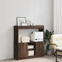 Aparador de madera de ingeniería marrón roble 92x33x100 cm de , Librerías y estanterías - Ref: Foro24-855130, Precio: 73,59 €...