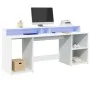 Escritorio con luz LED madera ingeniería blanco 200x55x91 cm de , Escritorios - Ref: Foro24-3309438, Precio: 186,95 €, Descue...