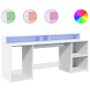 Escritorio con luz LED madera ingeniería blanco 200x55x91 cm de , Escritorios - Ref: Foro24-3309438, Precio: 191,81 €, Descue...