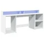 Escritorio con luz LED madera ingeniería blanco 200x55x91 cm de , Escritorios - Ref: Foro24-3309438, Precio: 186,95 €, Descue...