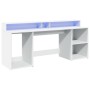 Escritorio con luz LED madera ingeniería blanco 200x55x91 cm de , Escritorios - Ref: Foro24-3309438, Precio: 191,81 €, Descue...