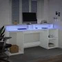 Escritorio con luz LED madera ingeniería blanco 200x55x91 cm de , Escritorios - Ref: Foro24-3309438, Precio: 186,95 €, Descue...