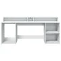 Escritorio con luz LED madera ingeniería blanco 200x55x91 cm de , Escritorios - Ref: Foro24-3309438, Precio: 186,95 €, Descue...