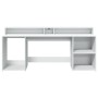 Escritorio con luz LED madera ingeniería blanco 200x55x91 cm de , Escritorios - Ref: Foro24-3309438, Precio: 191,81 €, Descue...