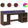 Escritorio con LED madera ingeniería marrón roble 200x55x91 cm de , Escritorios - Ref: Foro24-3309444, Precio: 192,16 €, Desc...