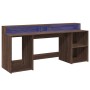 Escritorio con LED madera ingeniería marrón roble 200x55x91 cm de , Escritorios - Ref: Foro24-3309444, Precio: 192,16 €, Desc...