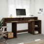 Escritorio con LED madera ingeniería marrón roble 200x55x91 cm de , Escritorios - Ref: Foro24-3309444, Precio: 192,16 €, Desc...