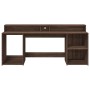 Escritorio con LED madera ingeniería marrón roble 200x55x91 cm de , Escritorios - Ref: Foro24-3309444, Precio: 192,16 €, Desc...