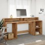 Escritorio con LED madera ingeniería roble artisian 200x55x91cm de , Escritorios - Ref: Foro24-3309446, Precio: 190,66 €, Des...