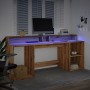 Escritorio con LED madera ingeniería roble artisian 200x55x91cm de , Escritorios - Ref: Foro24-3309446, Precio: 190,66 €, Des...