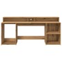 Escritorio con LED madera ingeniería roble artisian 200x55x91cm de , Escritorios - Ref: Foro24-3309446, Precio: 190,66 €, Des...