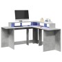 Escritorio con LED madera ingeniería gris hormigón 152x152x91cm de , Escritorios - Ref: Foro24-3309459, Precio: 182,07 €, Des...