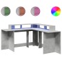 Escritorio con LED madera ingeniería gris hormigón 152x152x91cm de , Escritorios - Ref: Foro24-3309459, Precio: 182,07 €, Des...
