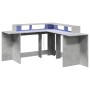 Escritorio con LED madera ingeniería gris hormigón 152x152x91cm de , Escritorios - Ref: Foro24-3309459, Precio: 182,07 €, Des...