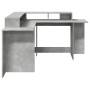 Escritorio con LED madera ingeniería gris hormigón 152x152x91cm de , Escritorios - Ref: Foro24-3309459, Precio: 182,07 €, Des...