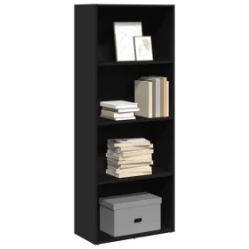 Estantería de madera de ingeniería negra 60x30x152 cm de , Librerías y estanterías - Ref: Foro24-857909, Precio: 70,65 €, Des...