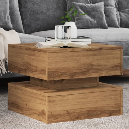 Mesa de centro con luces LED roble artisian 50x50x40 cm de , Mesas de centro - Ref: Foro24-857717, Precio: 71,62 €, Descuento: %
