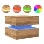 Mesa de centro con luces LED roble artisian 50x50x40 cm de , Mesas de centro - Ref: Foro24-857717, Precio: 70,34 €, Descuento: %