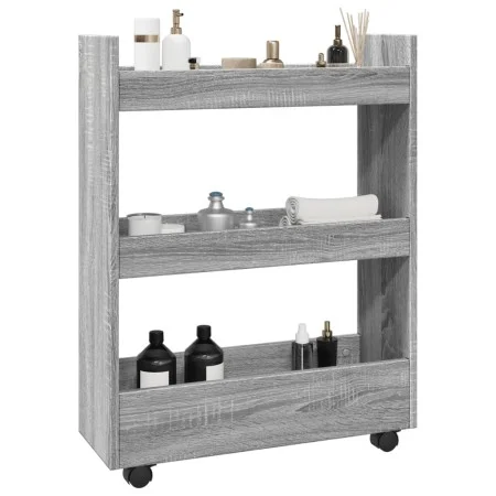 Carro de almacenaje estrecho 3 niveles madera gris Sonoma by , Kitchen and dining carts - Ref: Foro24-855255, Price: 52,21 €,...