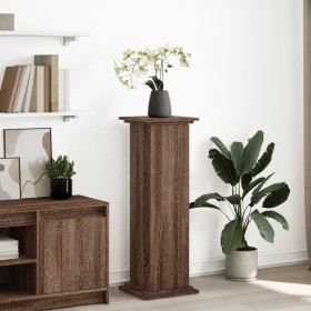 Pedestal expositor con almacenaje marrón roble 31x30x90 cm de , Soportes para macetas - Ref: Foro24-854613, Precio: 64,36 €, ...