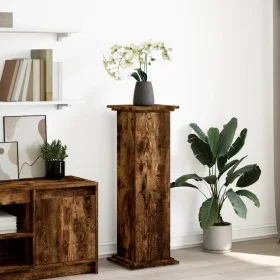 Pedestal expositor con almacenaje roble ahumado 31x30x90 cm de , Soportes para macetas - Ref: Foro24-854611, Precio: 64,13 €,...