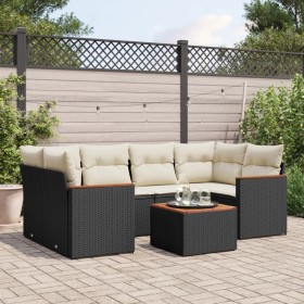 Set de comedor de jardín 7 pzas y cojines ratán sintético negro de , Conjuntos de jardín - Ref: Foro24-3258199, Precio: 434,5...