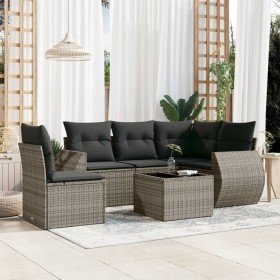 Set de muebles de jardín 6 pzas y cojines ratán sintético gris en Conjuntos de jardín | Comprar online en Foru.es