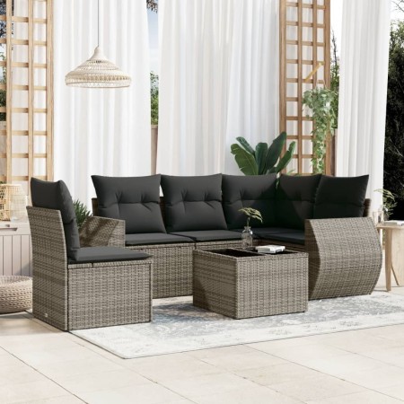 Set de muebles de jardín 6 pzas y cojines ratán sintético gris en Conjuntos de jardín | Comprar online en Foru.es