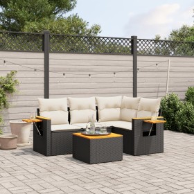 Set de muebles de jardín 5 pzas y cojines ratán sintético negro de , Conjuntos de jardín - Ref: Foro24-3226777, Precio: 321,0...