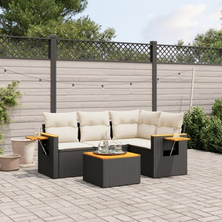 Set de muebles de jardín 5 pzas y cojines ratán sintético negro de , Conjuntos de jardín - Ref: Foro24-3226777, Precio: 321,0...