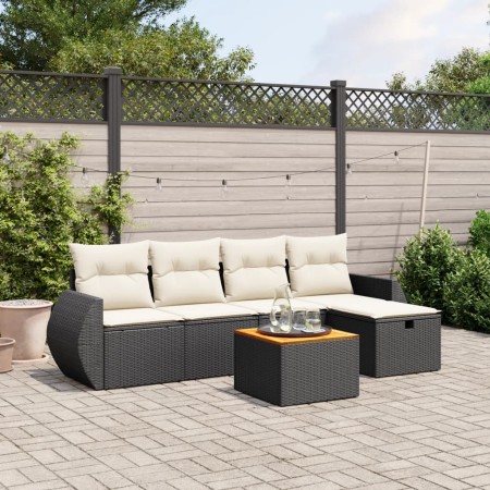 Set de sofás de jardín 6 piezas y cojines ratán sintético negro de , Conjuntos de jardín - Ref: Foro24-3265053, Precio: 343,7...