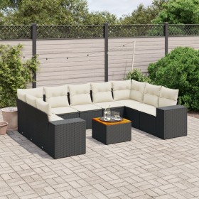Set de sofás de jardín 10 pzas cojines ratán sintético negro de , Conjuntos de jardín - Ref: Foro24-3257918, Precio: 607,37 €...