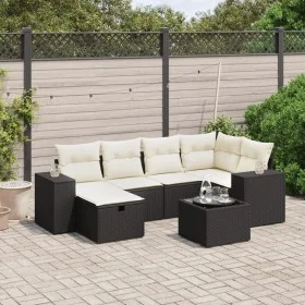Set de comedor de jardín 7 pzas y cojines ratán sintético negro de , Conjuntos de jardín - Ref: Foro24-3264422, Precio: 440,9...