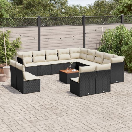 Set de sofás de jardín y cojines 14 pzas ratán sintético negro de , Conjuntos de jardín - Ref: Foro24-3256266, Precio: 800,84...
