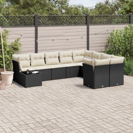 Set de sofás de jardín 10 pzas cojines ratán sintético negro de , Conjuntos de jardín - Ref: Foro24-3250025, Precio: 592,07 €...