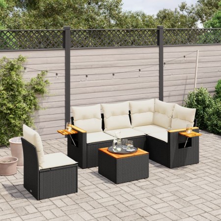 Set de sofás de jardín 6 piezas y cojines ratán sintético negro de , Conjuntos de jardín - Ref: Foro24-3226819, Precio: 371,3...