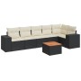 Set de comedor de jardín 7 pzas y cojines ratán sintético negro de , Conjuntos de jardín - Ref: Foro24-3257785, Precio: 429,7...