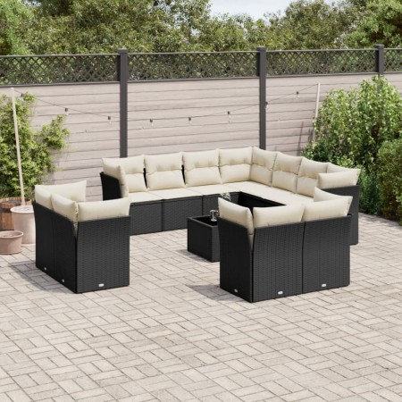 Set de sofás de jardín 12 piezas cojines ratán sintético negro de , Conjuntos de jardín - Ref: Foro24-3250355, Precio: 819,13...