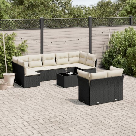 Set de sofás de jardín 10 pzas cojines ratán sintético negro de , Conjuntos de jardín - Ref: Foro24-3249995, Precio: 592,07 €...